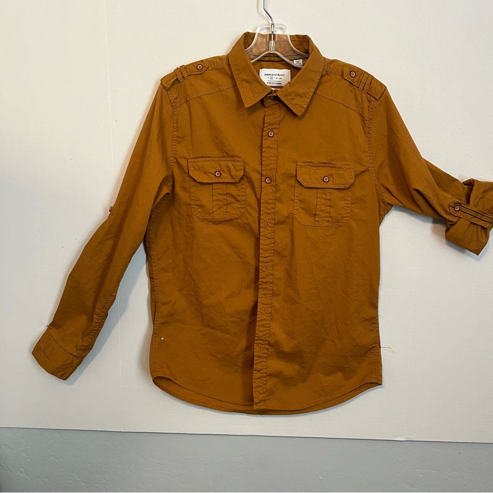 Paper Demin and Cloth, slim, medium men’s shirt, long sleeve, rust brown color